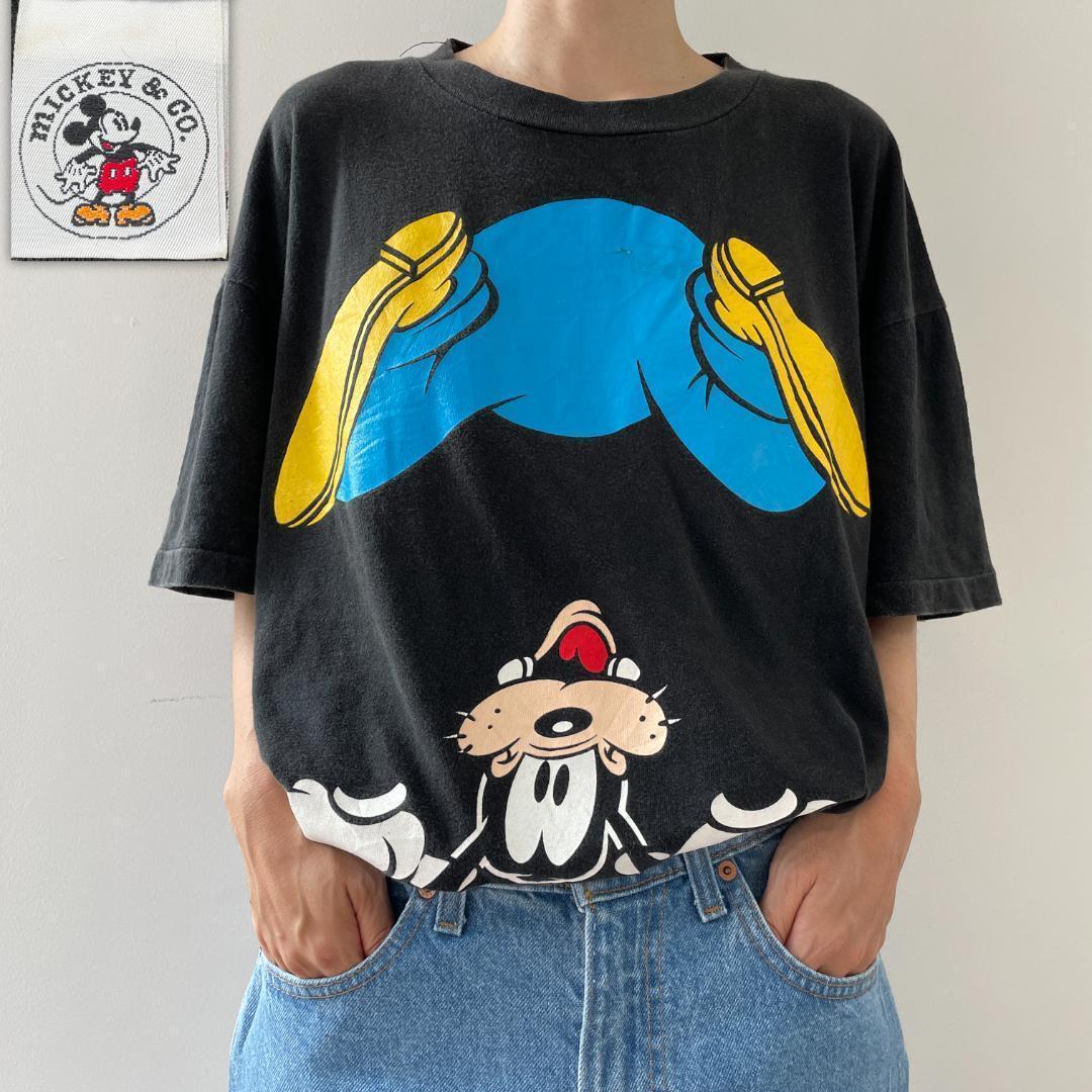 GF546 90年代 90s ディズニー グーフィー 逆立ち Tシャツ リサ 古着 ビンテージ XL サイズディズニータグ 色_画像1