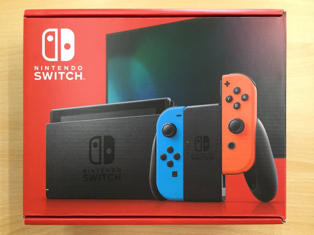 070 C-836/【1円スタート】Nintendo Switch 本体 Joy-Con(L)ネオンブルー/(R)ネオンレッド 外箱小型版_画像1