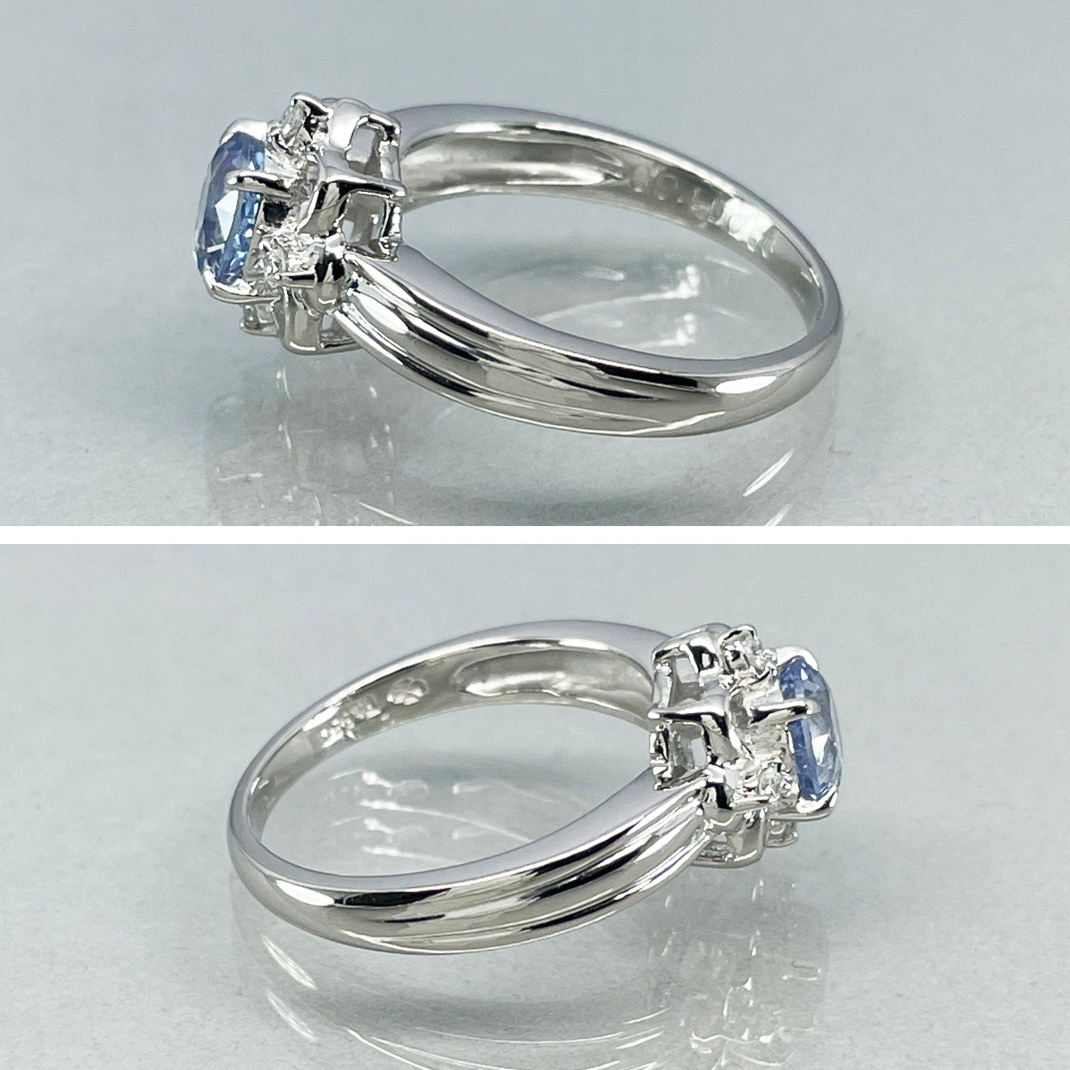 【ジュエリーマキ】PT850 天然サファイア 0.94ct ダイヤ 0.06ct