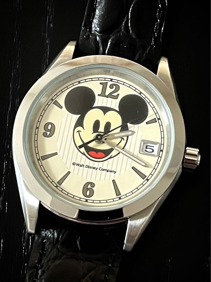 ディズニー&SEIKO コラボウォッチ 美品 ミッキーマウス 自動巻き上げ式腕時計