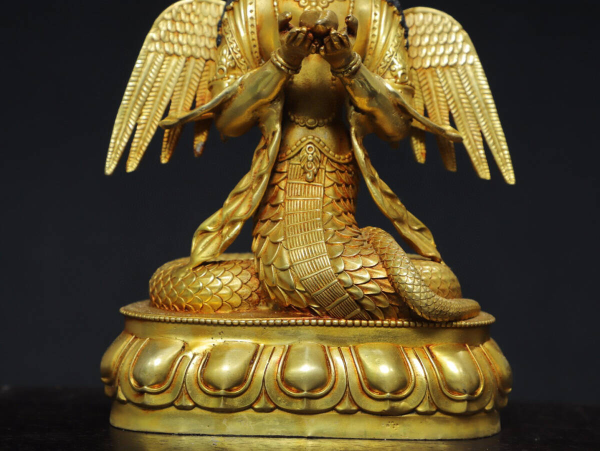 古寶奇蔵】銅製・塗金・祥龍觀音像・置物・賞物・中国時代美術 古寶奇蔵】銅製・塗金・祥龍觀音像・置物・賞物・中国時代美術