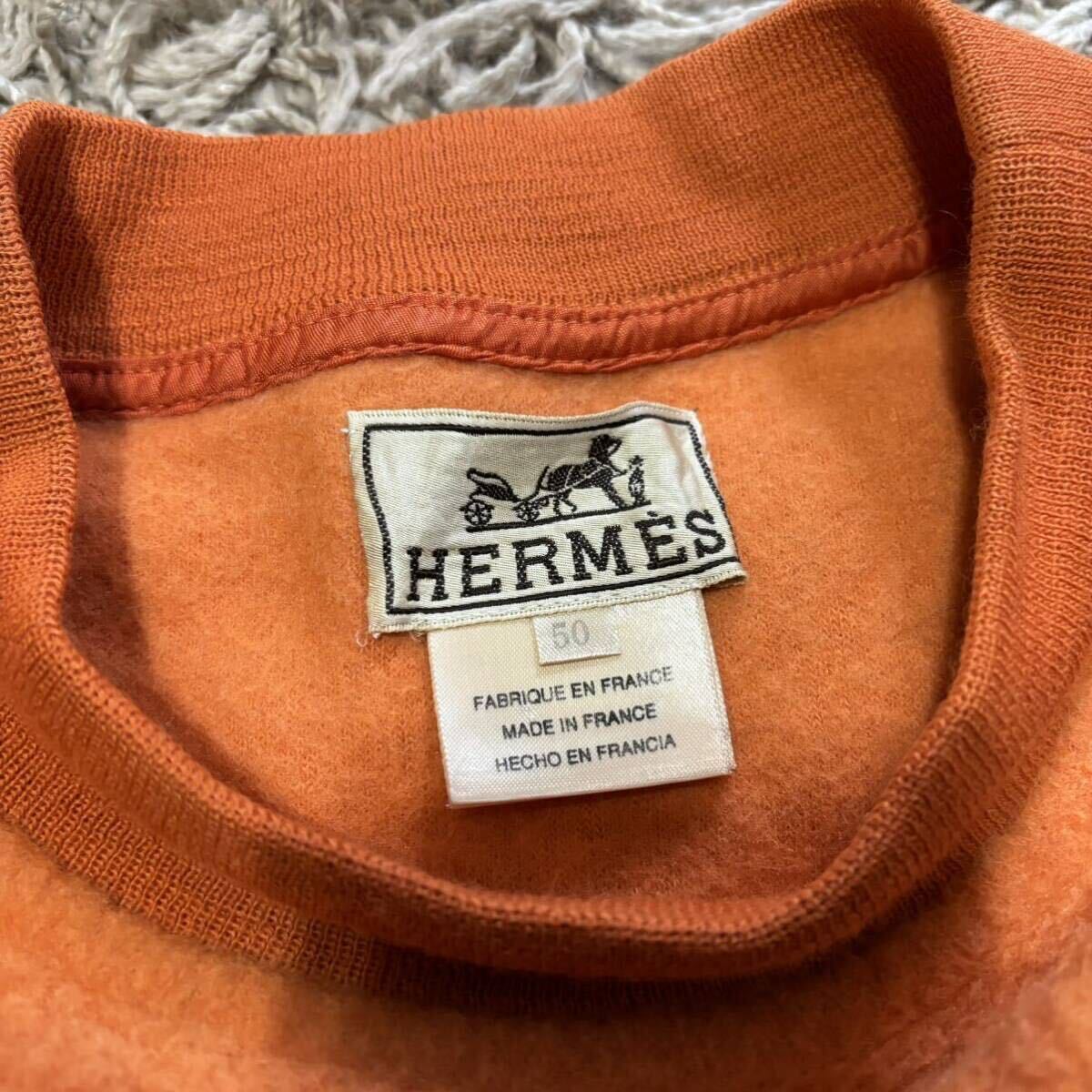 【激レア】 HERMES エルメス vintage ビンテージ フリース 90's パリ本店購入 スウェット トレーナー クルーネック エルメスオレンジ
