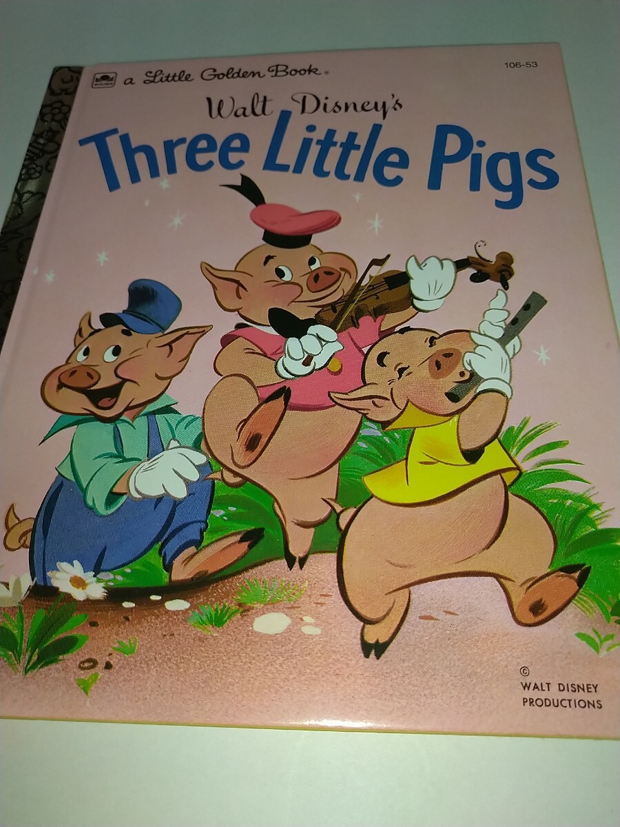 【ハイセンス絵本】絵本 リトルゴールデンの会 a little golden book walt disney's Three Little Pigs 17cm20cm_画像2