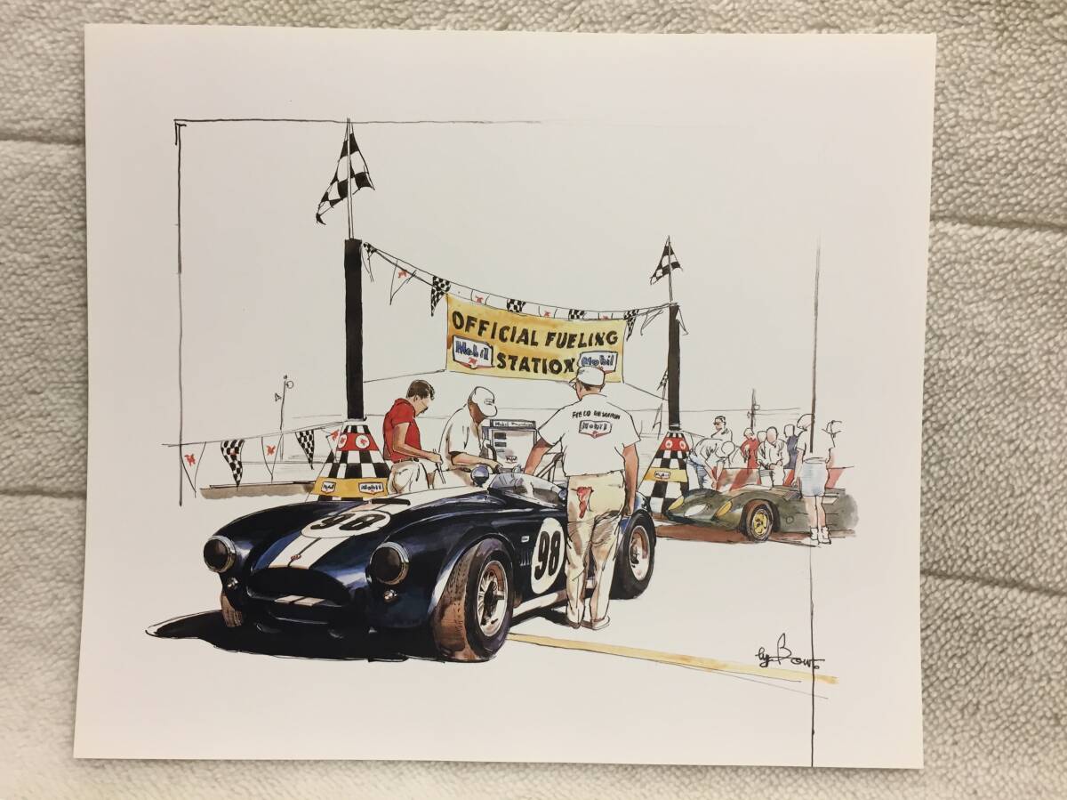 【正規品 絶版】Bowイラスト シェルビー コブラ レーシング カーマガジン 35 Shelby Cobra Racing アンティーク クラシックカー 旧車 絵の画像2