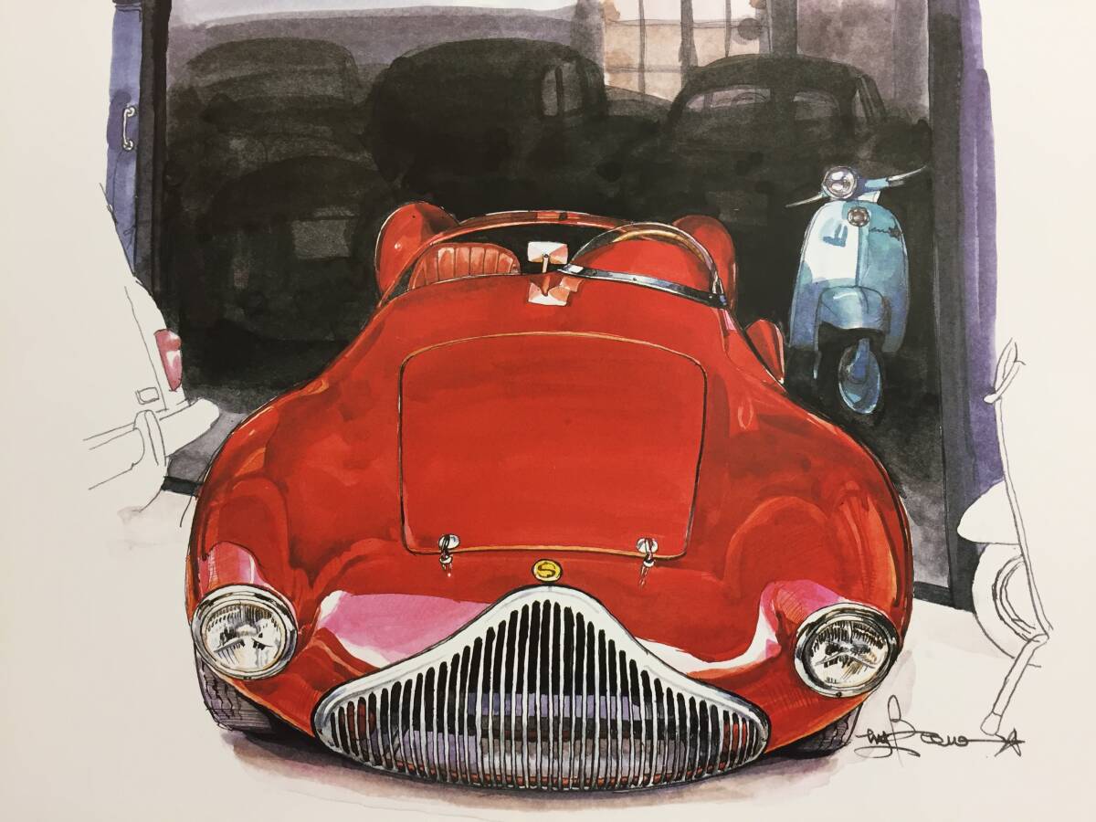 【正規品 絶版】Bowイラスト スタンゲリーニ 1100 スポーツ カーマガジン 293 Stanguellini 1100 Sport クラシックカー 旧車 絵の画像1