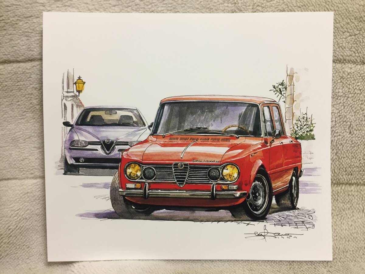 【正規品 絶版】Bowイラスト アルファロメオ ジュリア Ti スーパー カーマガジン 235 Alfa Romeo Giulia Ti Super クラシックカー 旧車 絵の画像2