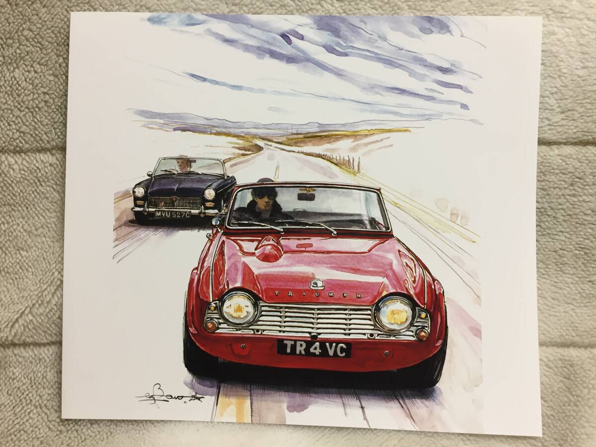 【正規品 絶版】Bowイラスト トライアンフTR4 カーマガジン 274 Triumph TR4 アンティーク インテリア クラシックカー 旧車 絵_画像2