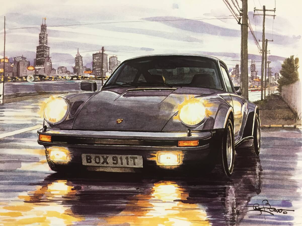 【正規品 絶版】Bowイラスト ポルシェ930 ターボ カーマガジン 267 Porsche930 Turbo アンティーク クラシックカー 旧車 絵_画像1