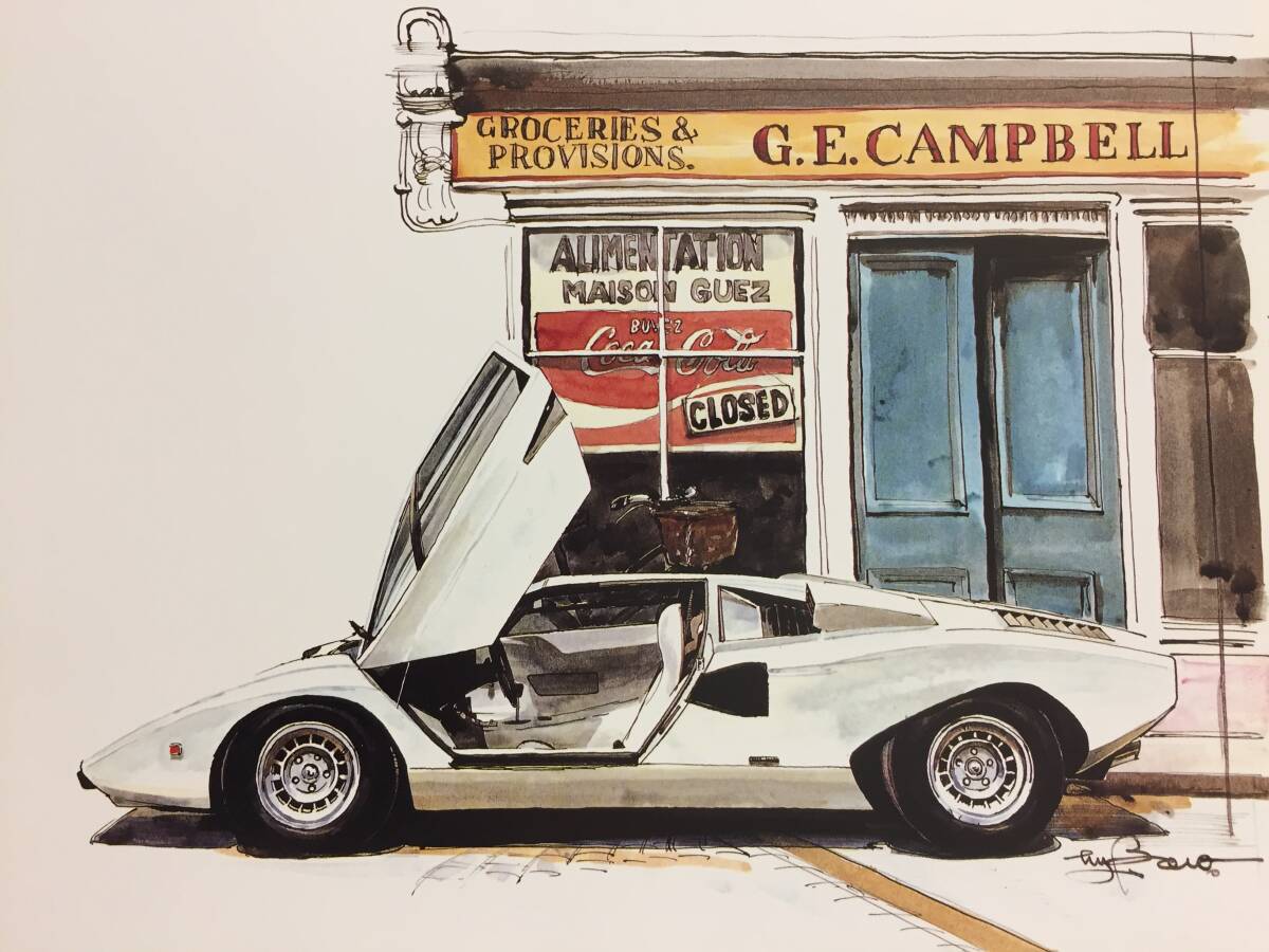 【正規品 絶版】Bowイラスト ランボルギーニ カウンタックLP400 カーマガジン 106 Lamborghini Countach LP400 クラシックカー 旧車 絵の画像1