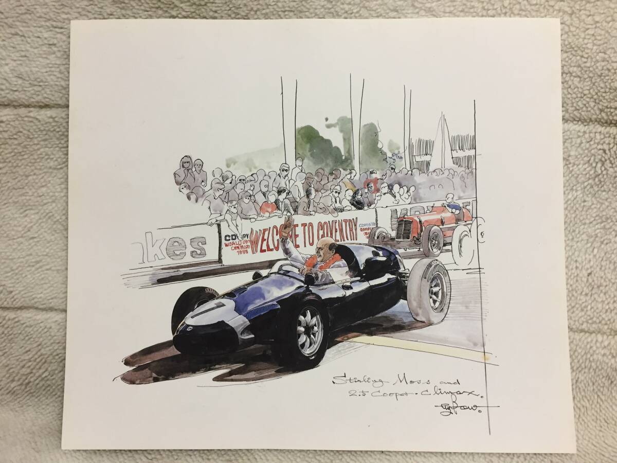 【正規品 絶版】Bowイラストクーパー クライマックス カーマガジン 73 Cooper Climax アンティーク インテリア クラシックカー 旧車 絵_画像2