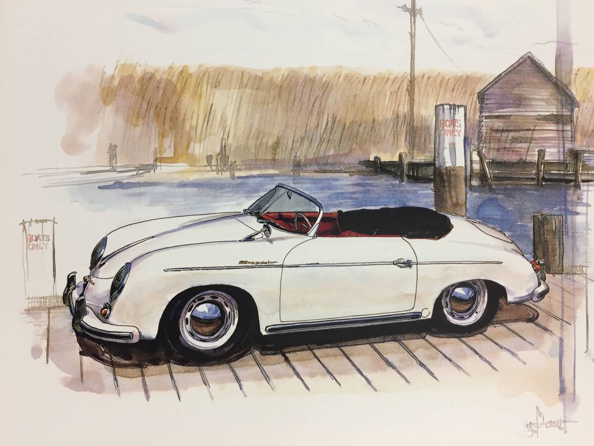 【正規品 絶版】Bowイラスト ポルシェ356Aスピードスター カーマガジン 150 Porsche356A Speedstar アンティーク クラシックカー 旧車 絵_画像1