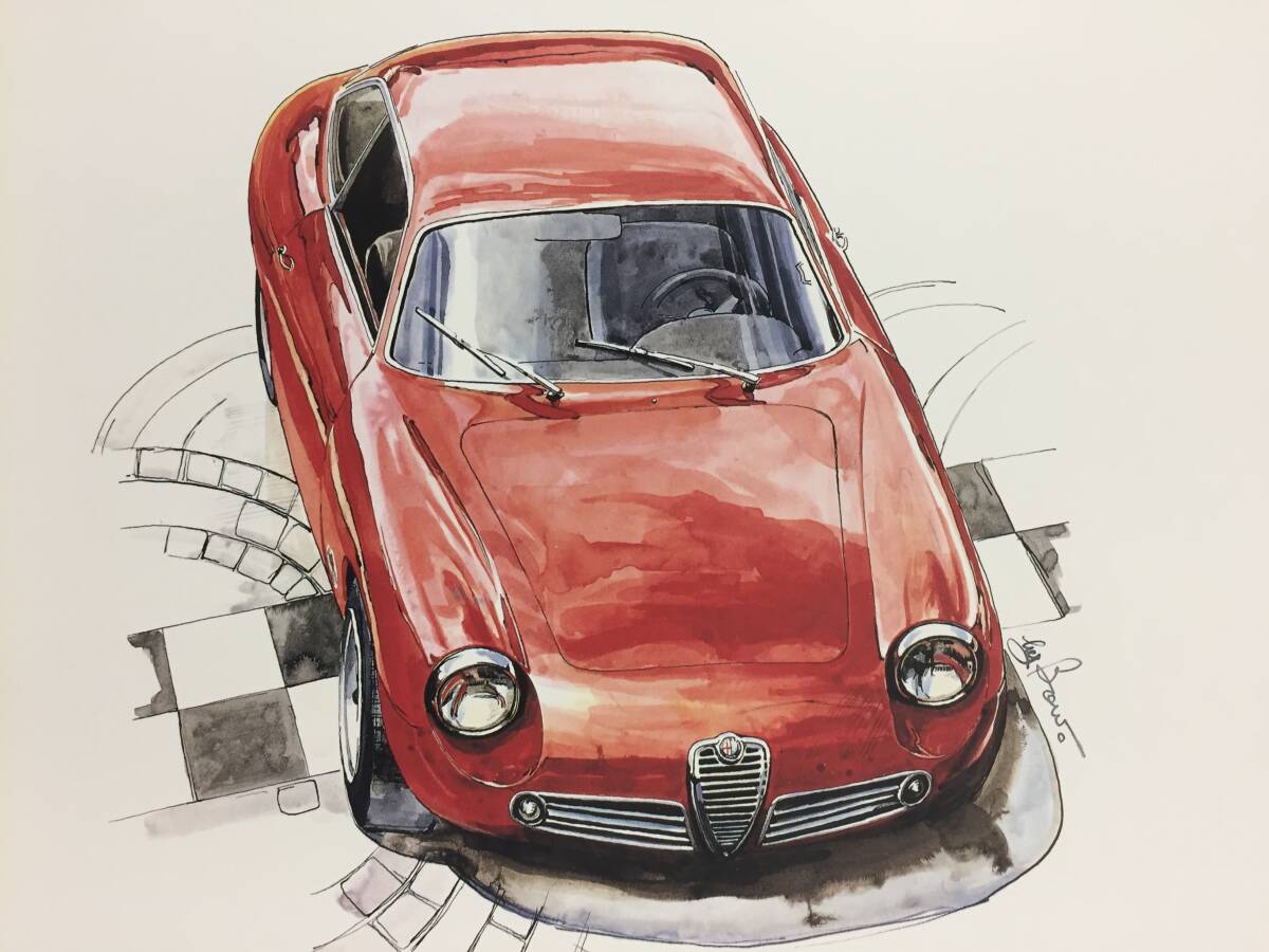 【正規品 絶版】Bowイラスト アルファロメオ ジュリエッタ SZ カーマガジン 40 Alfa Romeo Giulietta SZ クラシックカー 旧車 絵の画像1