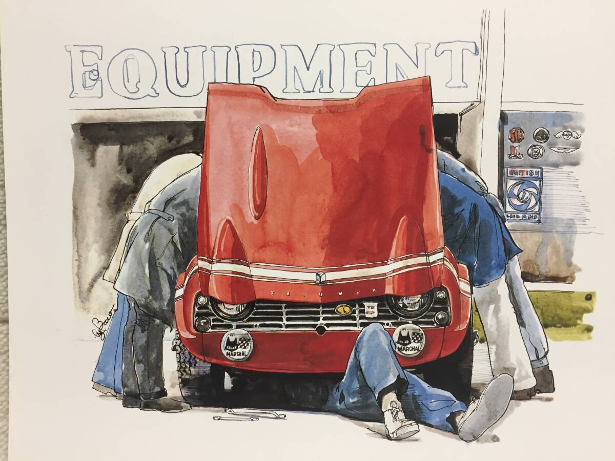 【正規品 絶版】Bowイラスト トライアンフTR-4 レーシング カーマガジン 27 Triumph TR-4 Racing アンティーク クラシックカー 旧車 絵の画像1