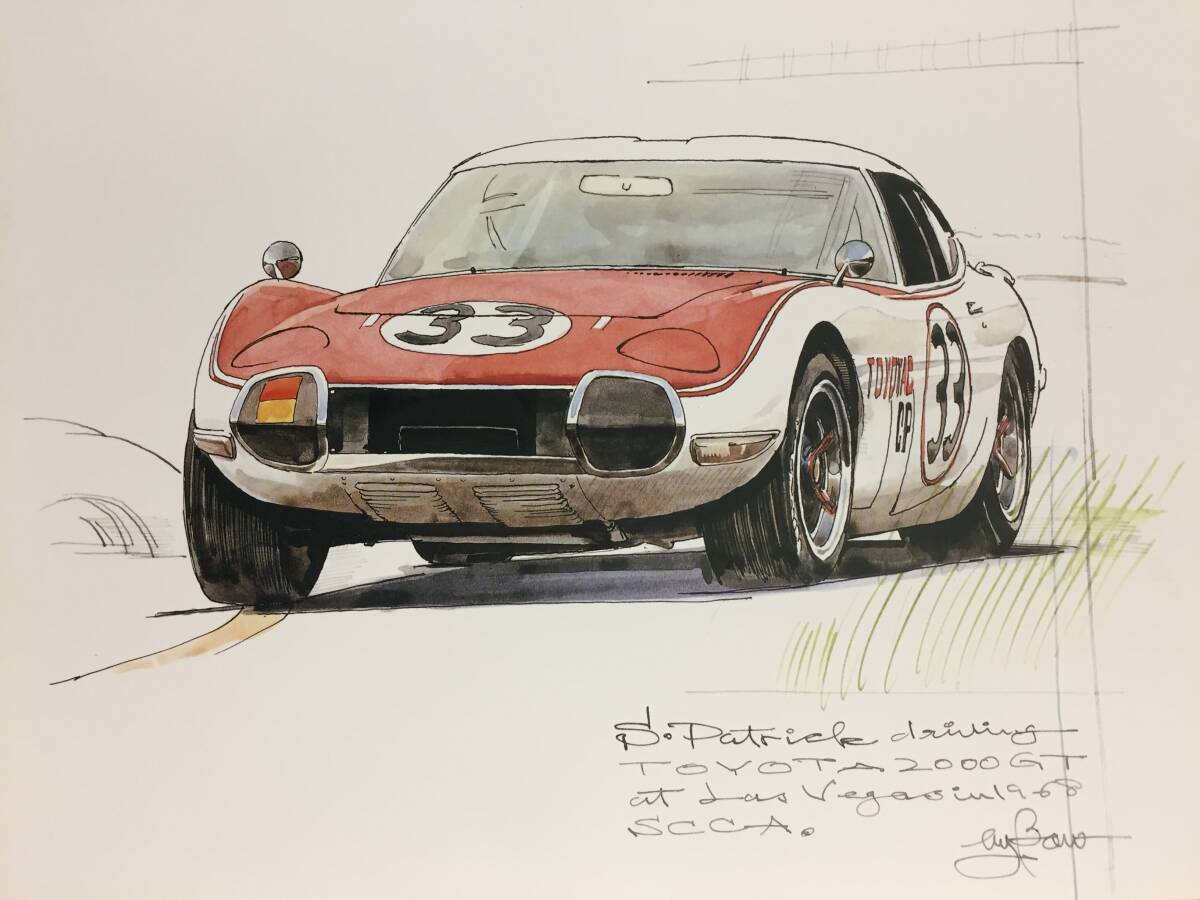 【正規品 絶版】Bowイラスト トヨタ 2000GT カーマガジン 115 Toyota 2000GT アンティーク インテリア クラシックカー 旧車 絵の画像1