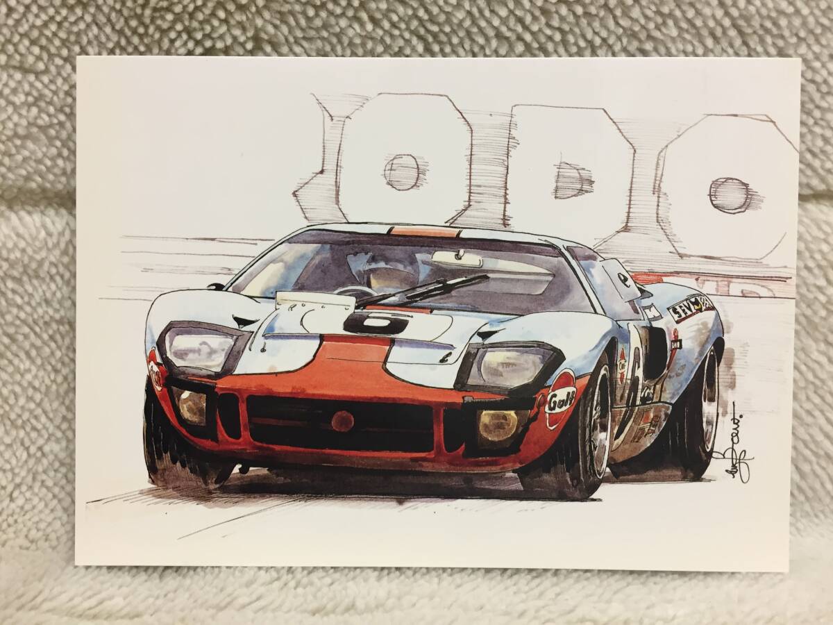 [ стандартный товар распроданный ]Bow иллюстрации открытка Ford GT40 машина журнал Ford GT40 открытка с видом старый машина .
