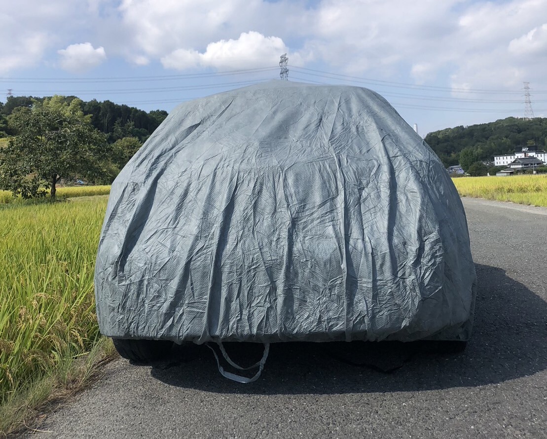 E10日産チェリーに！超軽量プログレードカーカバー！多層構造ソフトメッシュ！軽量・通気性に特化したボディカバー　オートカバー_装着イメージ