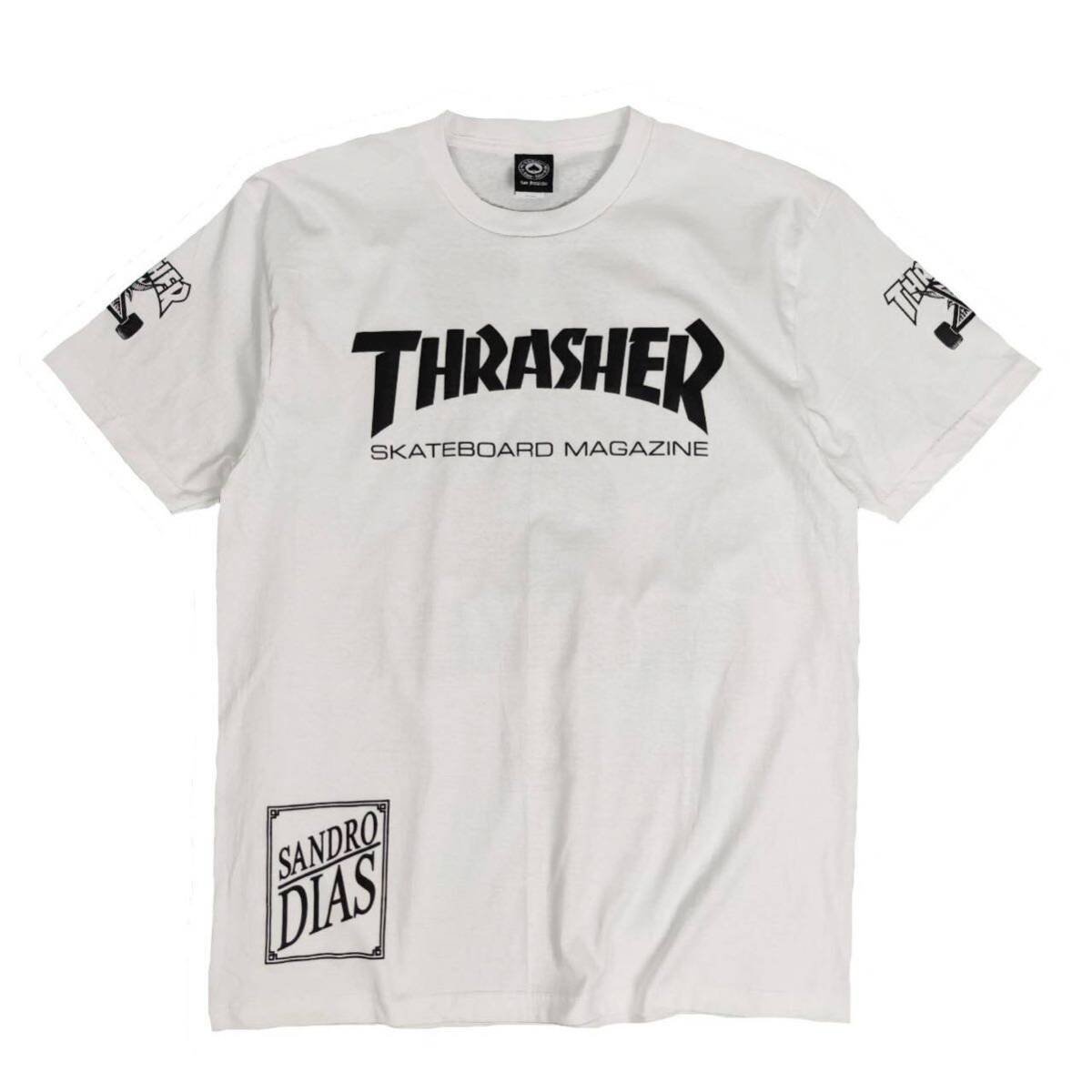 半袖Tシャツ スラッシャー ストリート系 THRASHER ロック スケードボード スケーター 白 バイク Lサイズの画像2