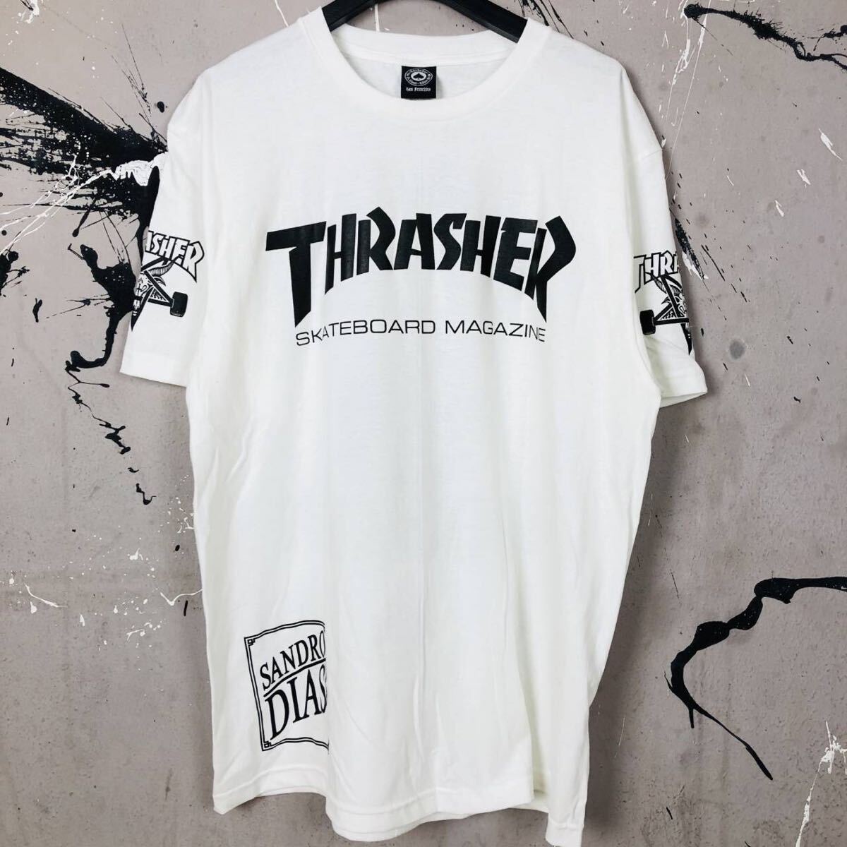 半袖Tシャツ スラッシャー ストリート系 THRASHER ロック スケードボード スケーター 白 バイク Mサイズ_画像4