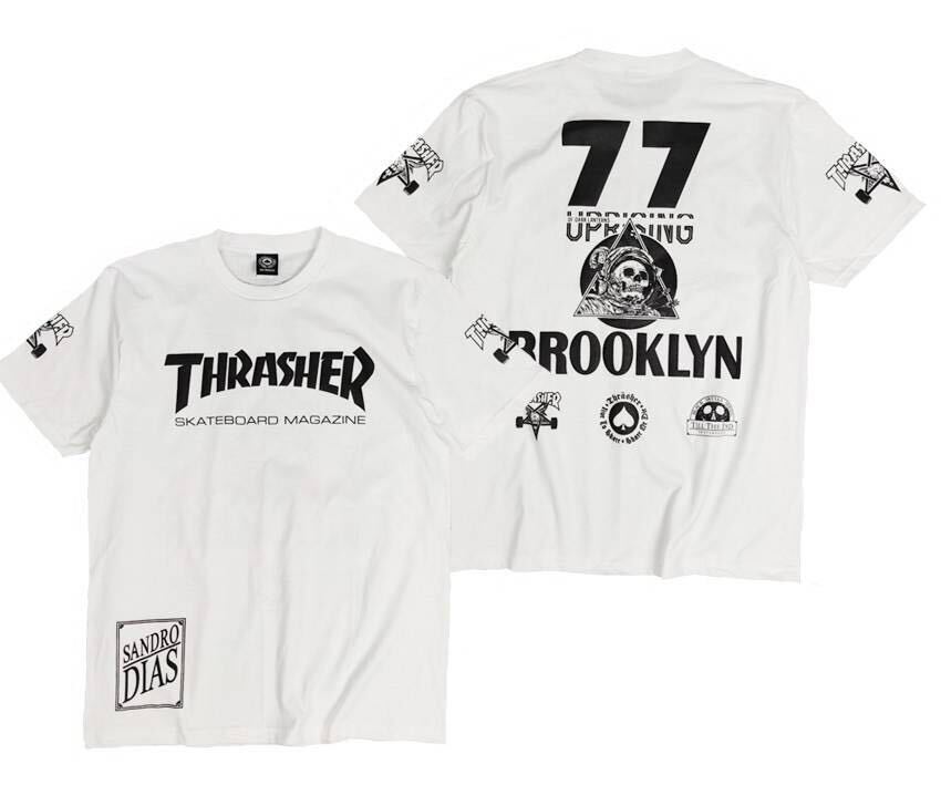 半袖Tシャツ スラッシャー ストリート系 THRASHER ロック スケードボード スケーター 白 バイク Lサイズの画像1