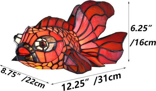 Byeeee goldfish bedside lamp dressing up table lamp antique stained glass stand lamp bed light LED correspondence 
