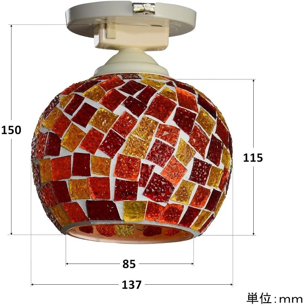 女神のライト北欧 モザイク ステンドグラス 照明器具 天井照明 シーリングライト アンティーク レトロ LED対応 E17【鶸萌黄】_画像3
