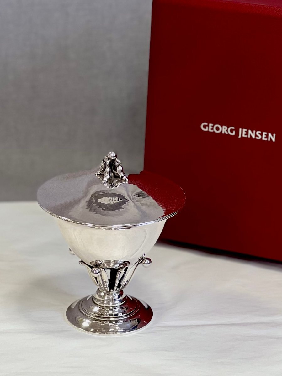 [ дорога ]GEORG JENSEN крышка есть миска 17C серебряный ножек есть бардачок silver925 /STERLING 302.5g