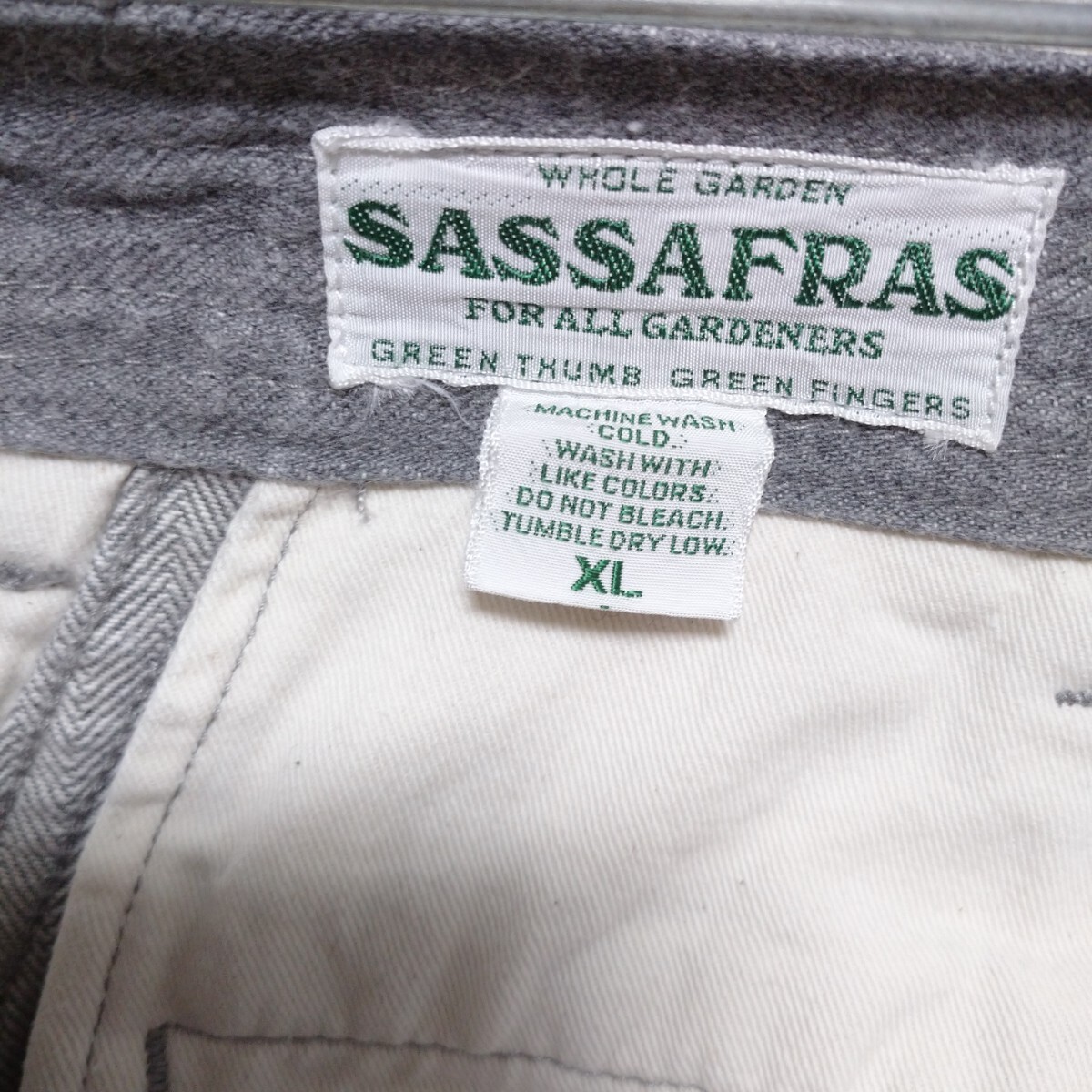 ササフラス SASSAFRAS XLサイズ 日本製 ボタンフライ 美品 ヒッコリー ストライプ ヘリンボーン_画像6