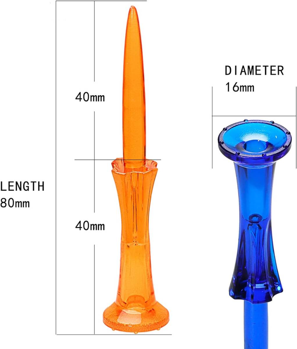 オレンジ JIANGMU-50個 ゴルフボール用プラスチックティ、3-1/4インチ長、摩擦が少ないステップゴルフティ、袋詰め、小さ_画像4
