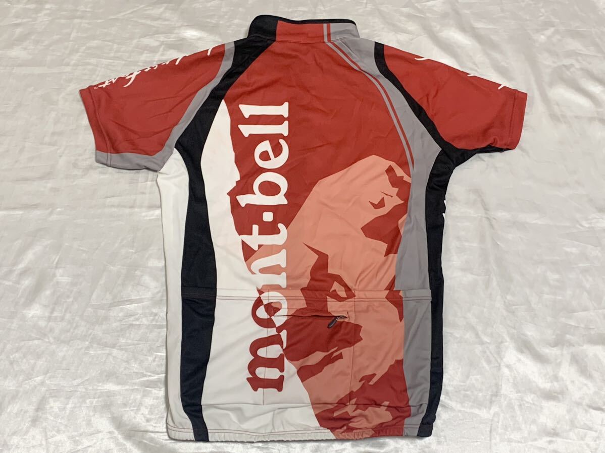 モンベルmontbell 半袖サイクルジャージ M 日本製 赤黒白 古着 モンベルmontbell 半袖サイクルジャージ M 日本製 赤黒白 古着