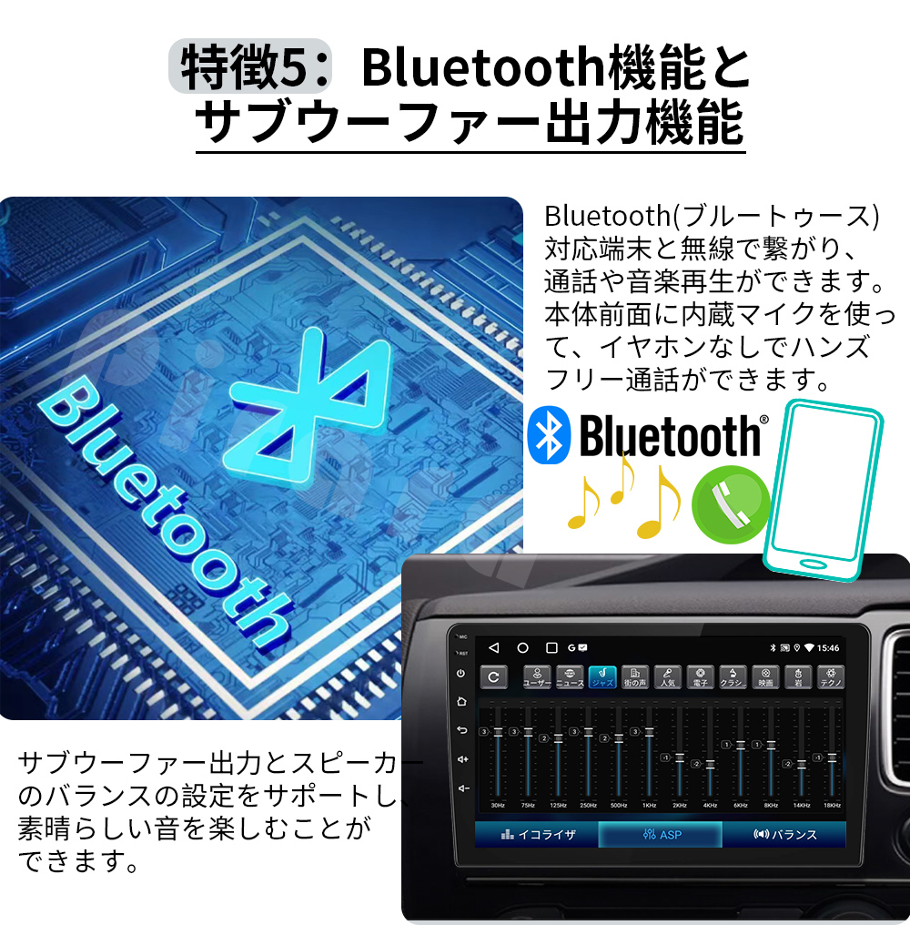 PC-N09C2 Android式カーナビ2GB+32GBステレオ 9インチ ラジオ Bluetooth Carplay androidauto GPS FM WiFi バックカメラの画像6