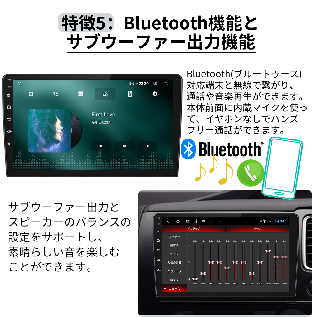 【2024モデル】PC-N09K2 Android10.0式カーナビ9インチ2GB+32GBステレオ ラジオ Bluetooth付きGPS 5GWiFi Carplay Androidauto対応の画像6