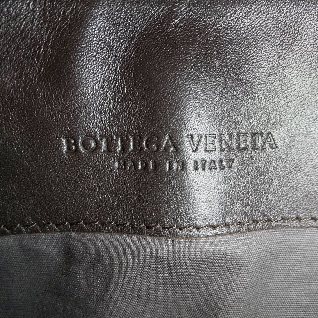 1円【ほぼ未使用！】BOTTEGA VENETA ボッテガヴェネタ クロスボディバッグ ショルダーバッグ レザー イントレチャート ブラウン系 メンズの画像9