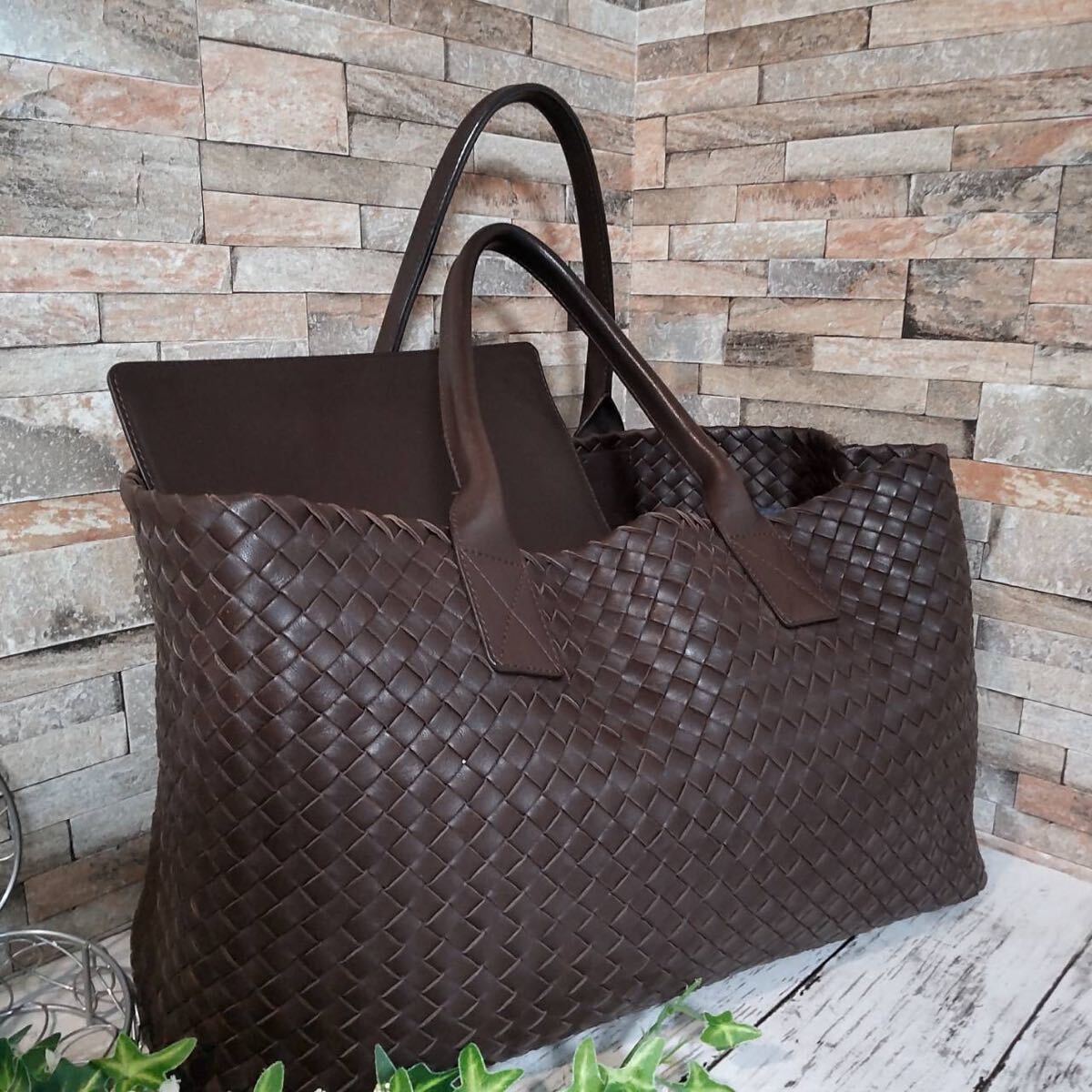 1円【世界500個限定 1回のみ使用！】BOTTEGA VENETA ボッテガヴェネタ カバ トートバッグ ハンドバッグ イントレチャート ラージサイズの画像4