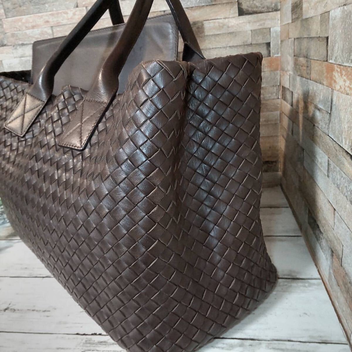 1円【世界500個限定 1回のみ使用！】BOTTEGA VENETA ボッテガヴェネタ カバ トートバッグ ハンドバッグ イントレチャート ラージサイズの画像6