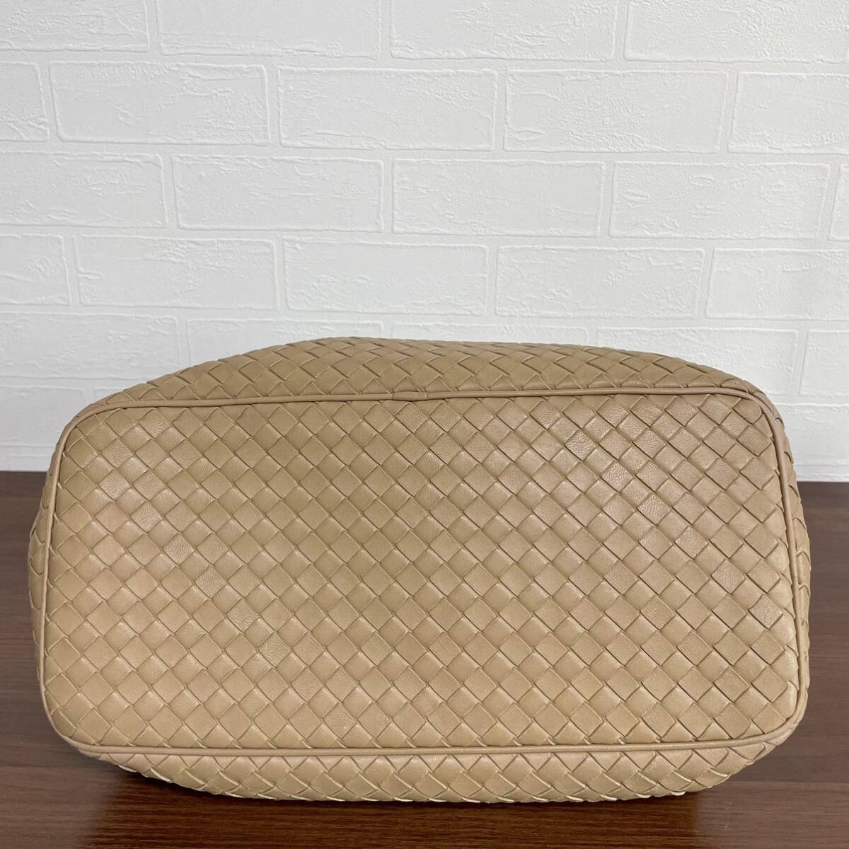 1円【至高の逸品】BOTTEGA VENETA ボッテガヴェネタ ハンドバッグ ワンショルダーバッグ レザー イントレチャート ベージュ系 保存袋の画像6