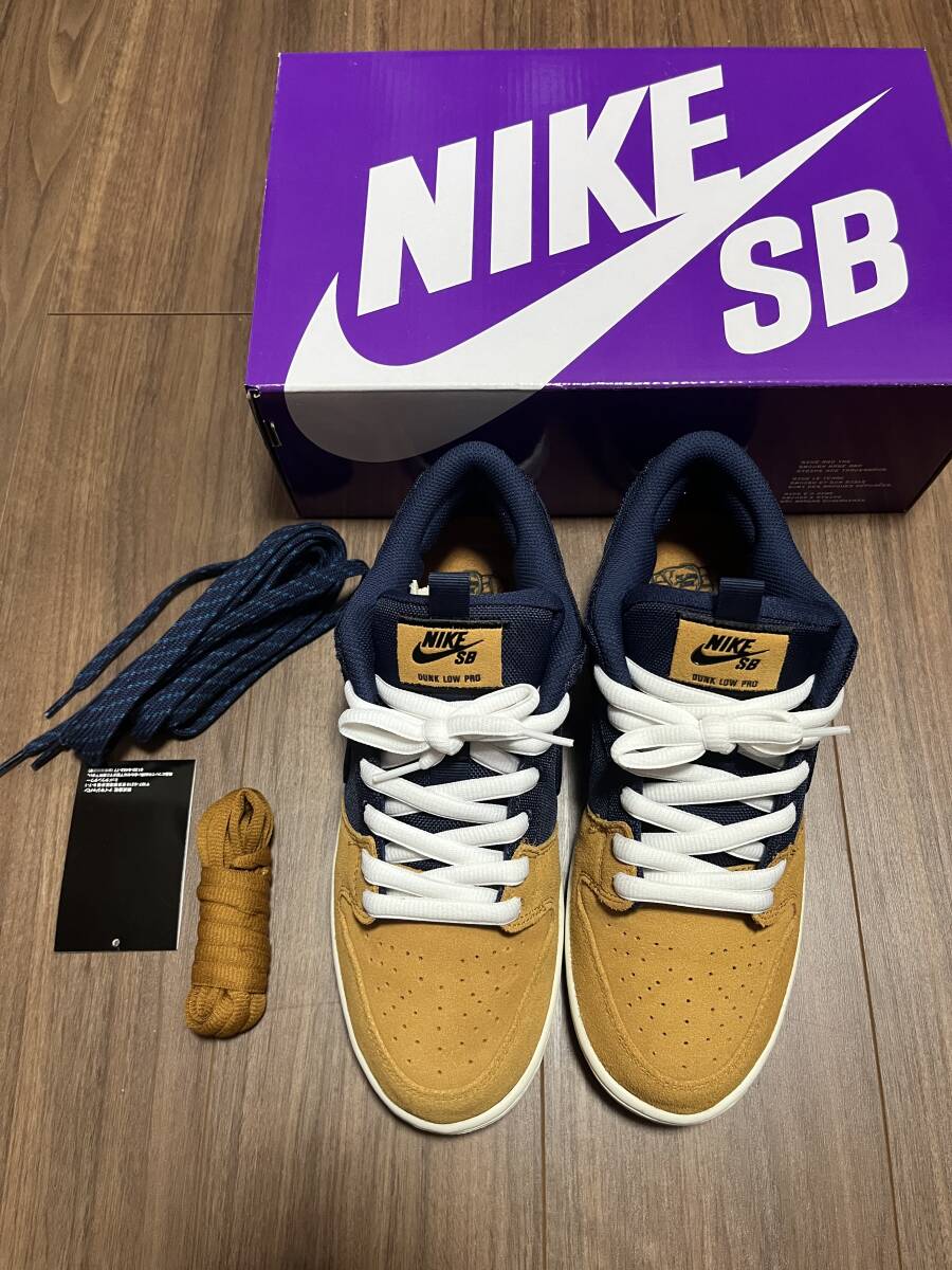  中古 NIKE SB DUNK LOW PRO PRM Desert Ochre and Midnight Navy DX6775-400 ナイキ　27センチ_画像1