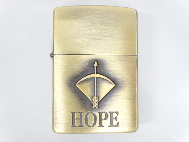 新品 未使用品 1997年製 ZIPPO ジッポ HOPE ホープ アロー 立体 メタル貼り 古美加工 ゴールド 金 オイル ライター USA