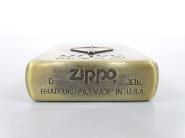 新品 未使用品 1997年製 ZIPPO ジッポ HOPE ホープ アロー 立体 メタル貼り 古美加工 ゴールド 金 オイル ライター USA_画像6