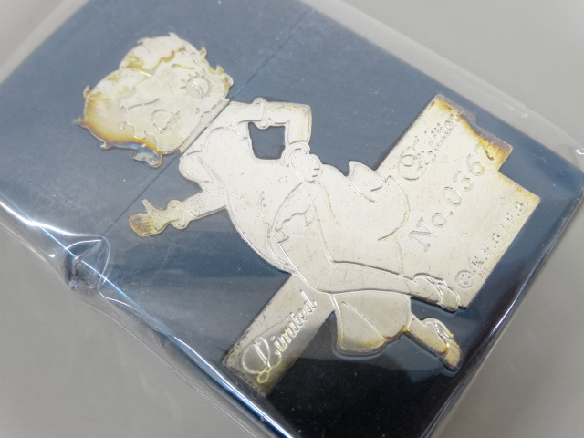 新品 未使用品 1994年製 ZIPPO ジッポ Betty Boop ベティ ブープ LIMITED EDITION 限定 キーホルダー付き ブルー 青 オイル ライター USA_画像4