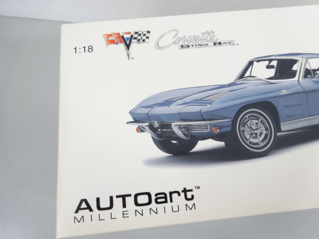 新品 未使用 AUTO art MILLENNIUM オートアート 1963 CHEVROLET CORVETTE STING RAY シボレー コルベット スティングレイ シルバー 1/18の画像8