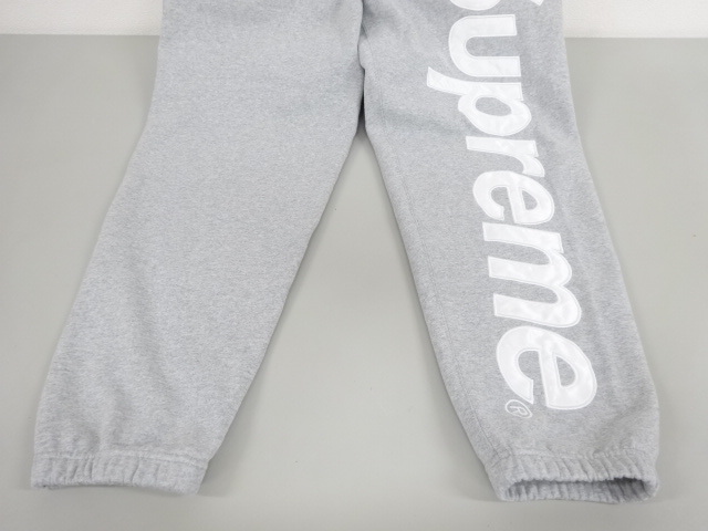 未使用品 23AW supreme シュプリーム SATIN APPLIQUE SWEATPANT Grey サテン アプリケ スウェット パンツ S 灰 グレー