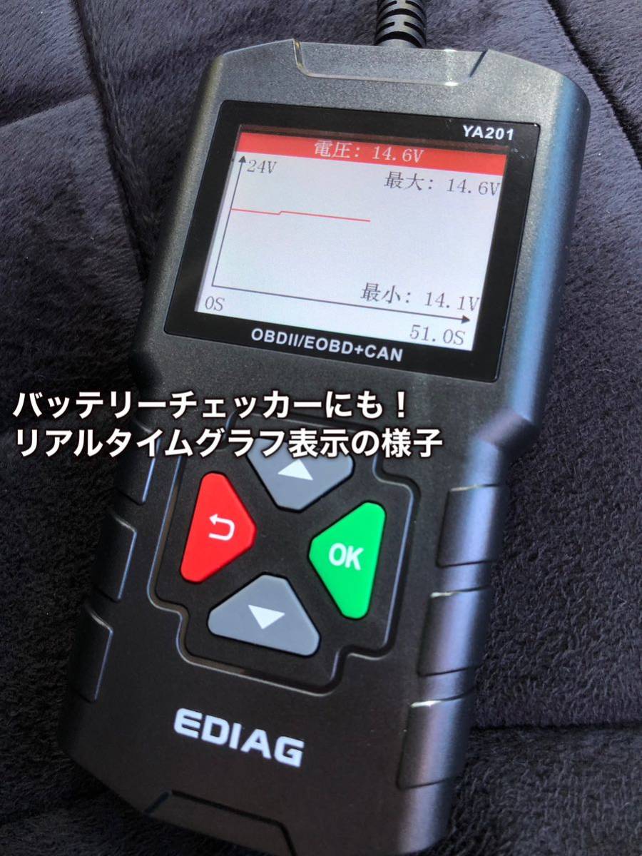 ★特価★ 2024年最新日本語版導入 OBD2診断機 OBD2スキャンツール EDIAG YA-201 12Vの外車、国産普通車、軽自動車に対応 うの画像5