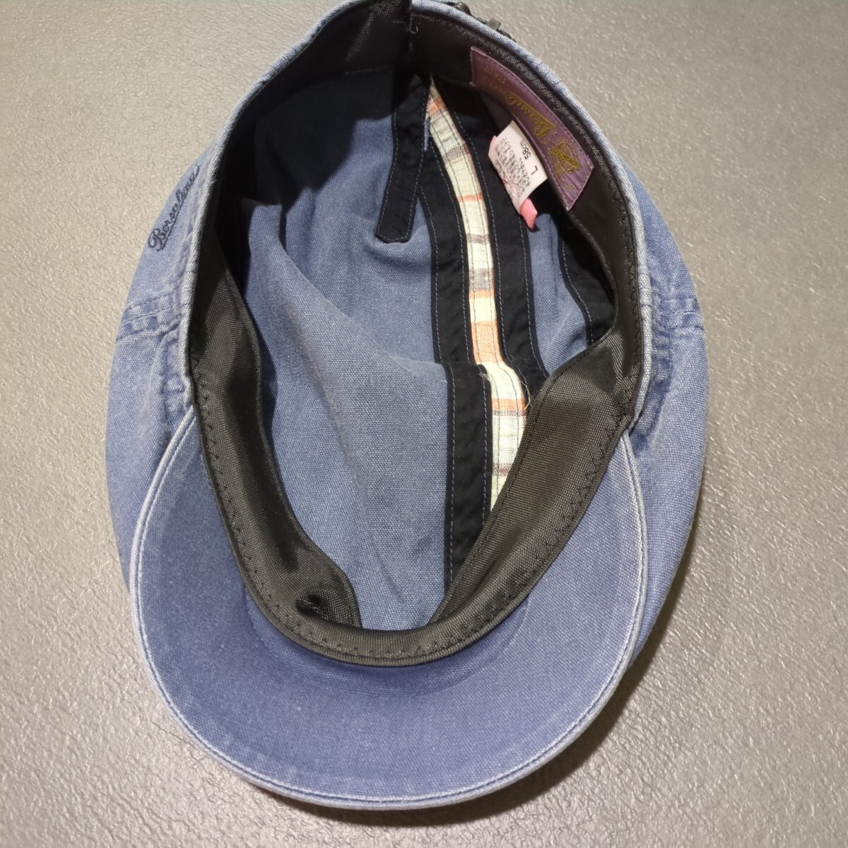 Borsalino ボルサリーノ 綿 麻 ハンチング ベレー帽 ハンチング帽子 帽子 ネイビー Lサイズ 58cm ラインの画像7