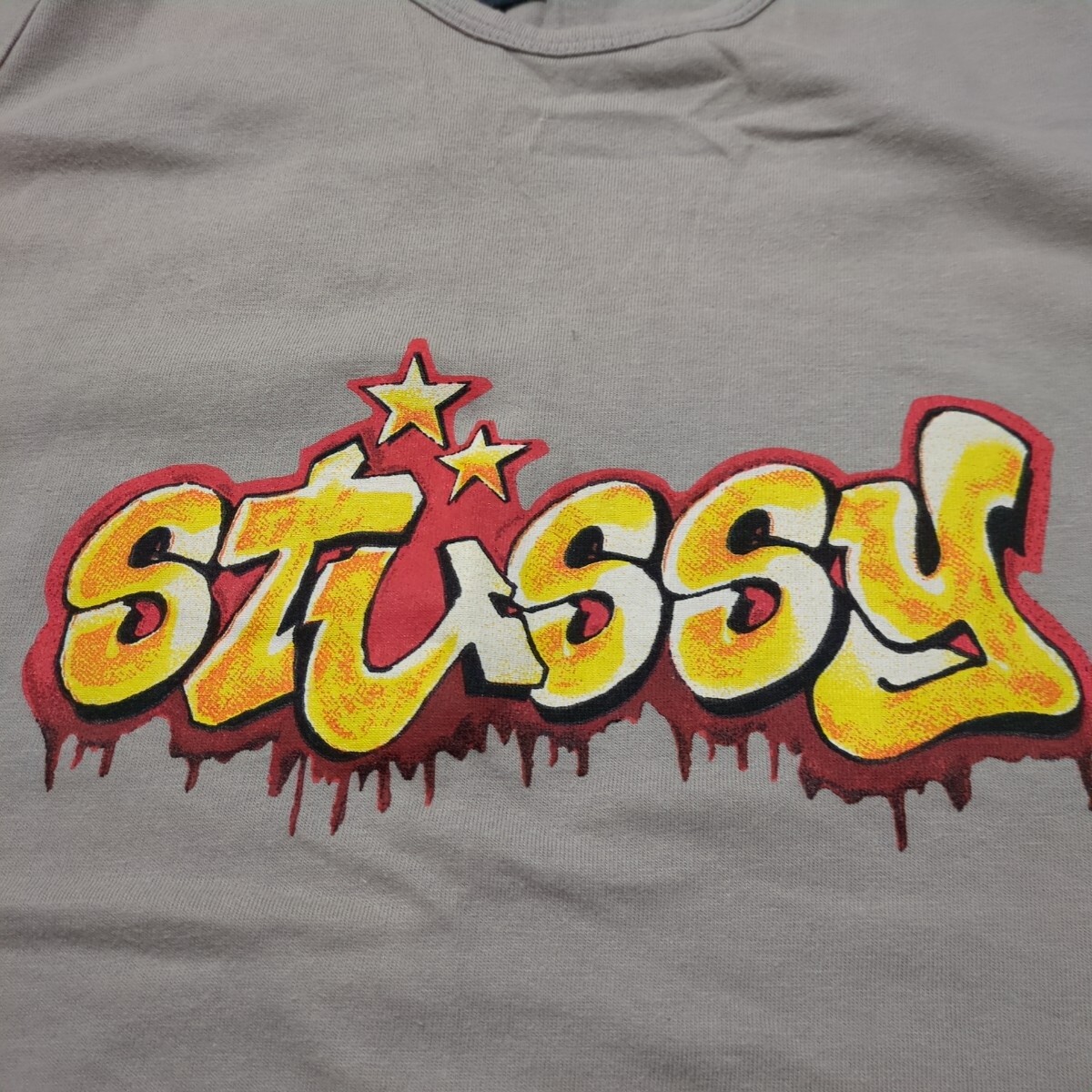 STUSSY　90s USA製 タンクトップ　ステューシー　グレー　Lサイズ　ヴィンテージ　VINTAGE　ロゴ　プリント　ロゴプリント_画像4