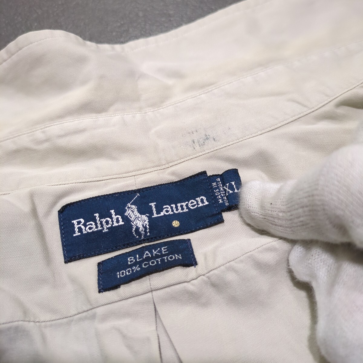 RALPH LAUREN ラルフローレン BLAKE COTTON XL ボタンダウンシャツ ビッグサイズ ビッグシルエット オーバーサイズ 長袖シャツ ポニー 無地の画像4