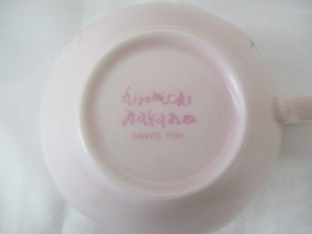 三洋陶器 ナカノヒロミチ カップ＆ソーサー コーヒー 紅茶 カップ ピンク系 2客 長期保管品 HBCの画像7