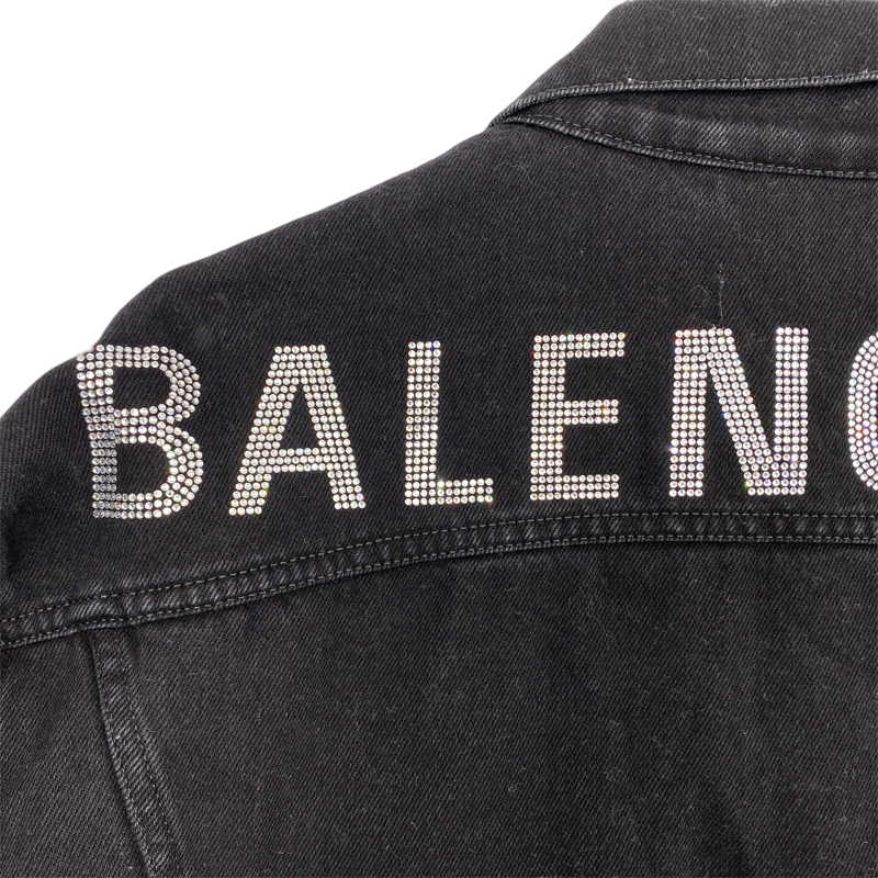 BALENCIAGA バレンシアガ　バックビジューロゴ　デニムジャケット　571449　ブラック　#34　メンズ　中古B【辻屋質店A2587】_画像4