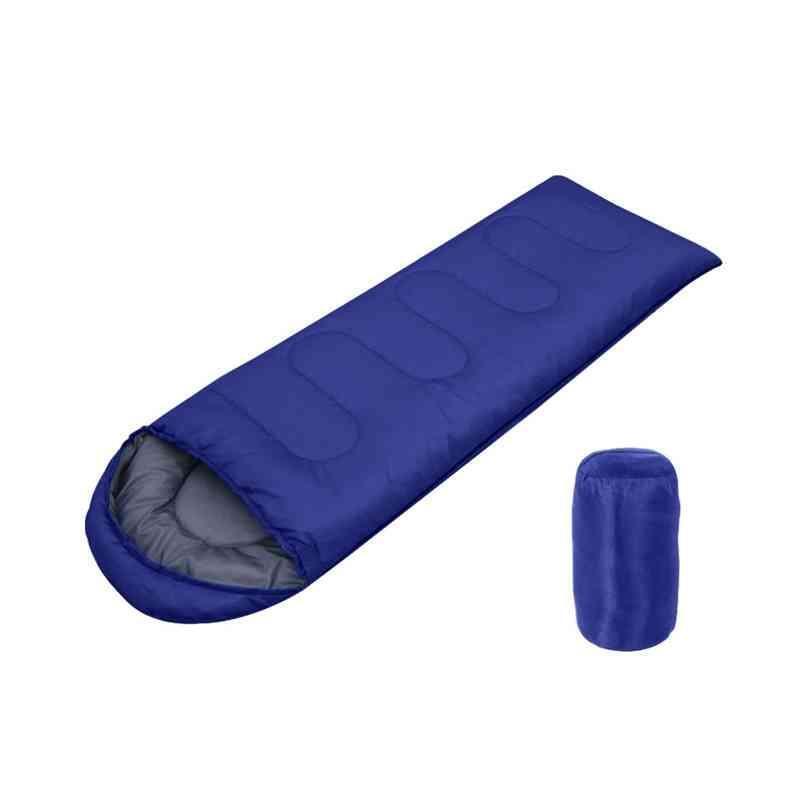 シュラフ　寝袋 　ネイビー　収納袋付　キャンプ 洗える コンパクト 封筒型 軽量
