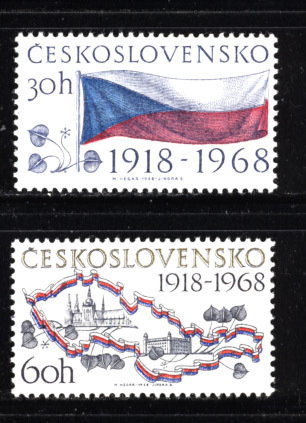 チェコ 1968年 建国50周年切手セット_画像1