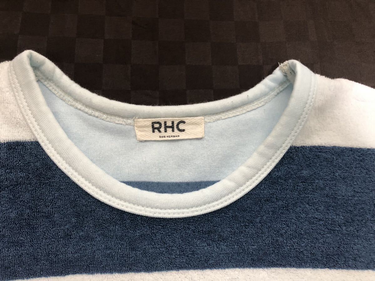 RHC ロンハーマン パイルボーダーTシャツ ネイビーｘブルー Lサイズ Ron hermanの画像3